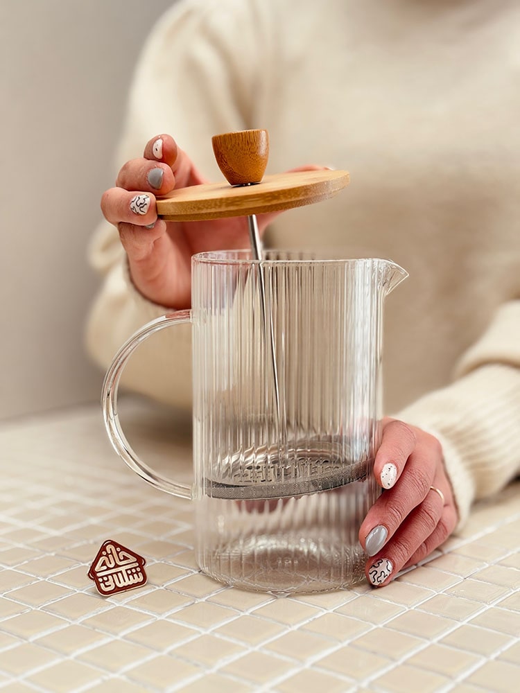 خرید فرنچ پرس پیرکس درب بامبو