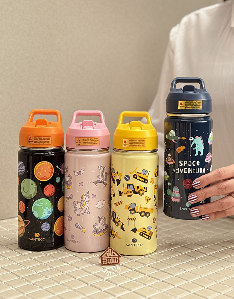 خرید تراول ماگ نی دار 500 میل فانتزی مدل AOSTA KIDS برند فرانسوی SANTECO