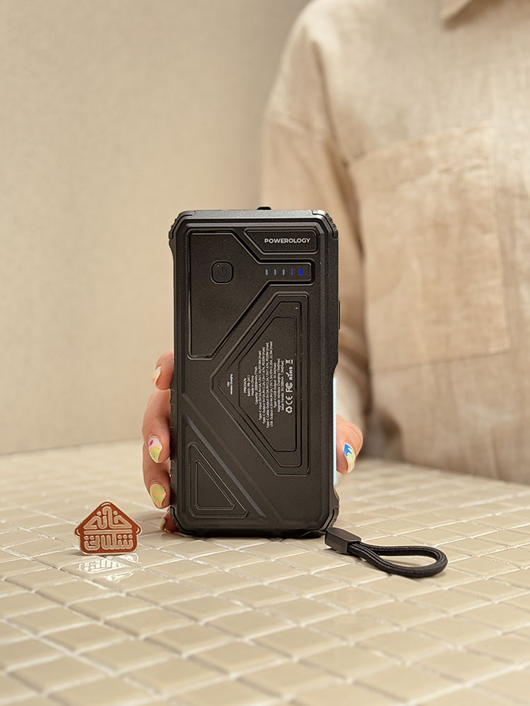 خرید پاوربانک اورجینال 20000 میلی آمپر برند POWEROLOGY مدل SOLAR WIRELESS CHARGING
