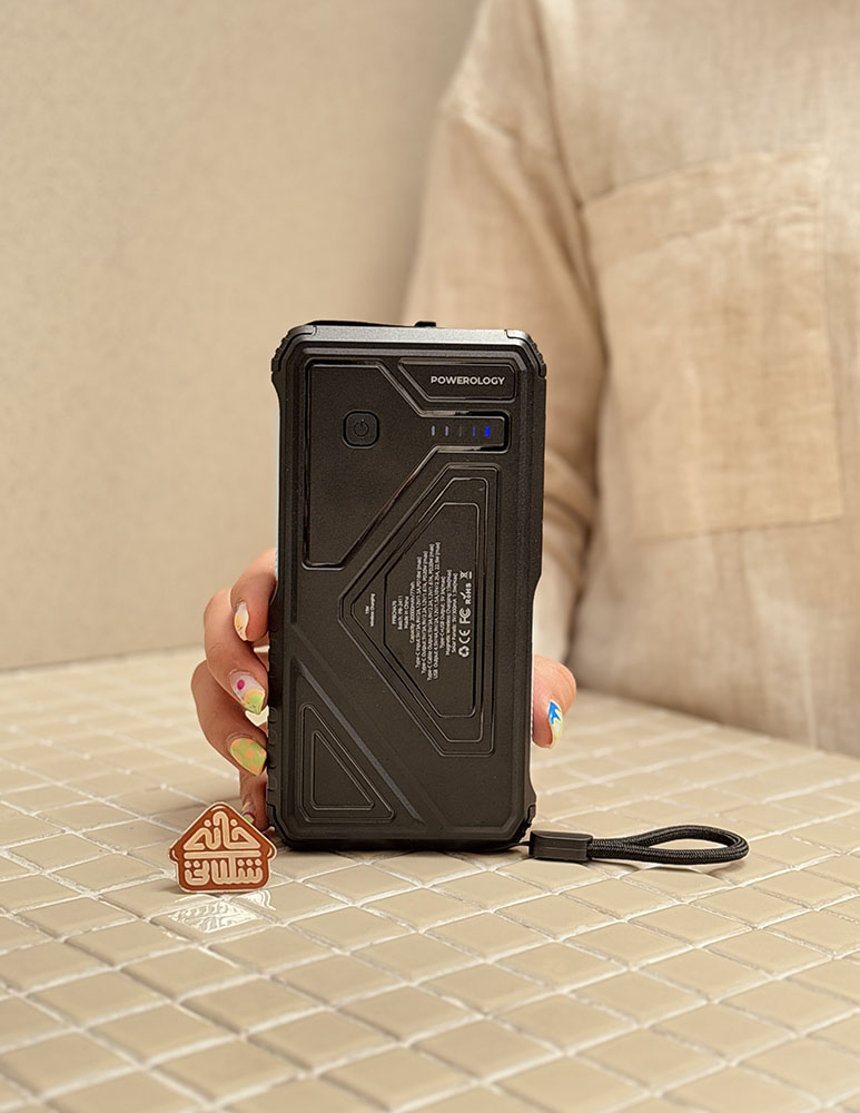 خرید پاوربانک اورجینال 20000 میلی آمپر برند POWEROLOGY مدل SOLAR WIRELESS CHARGING