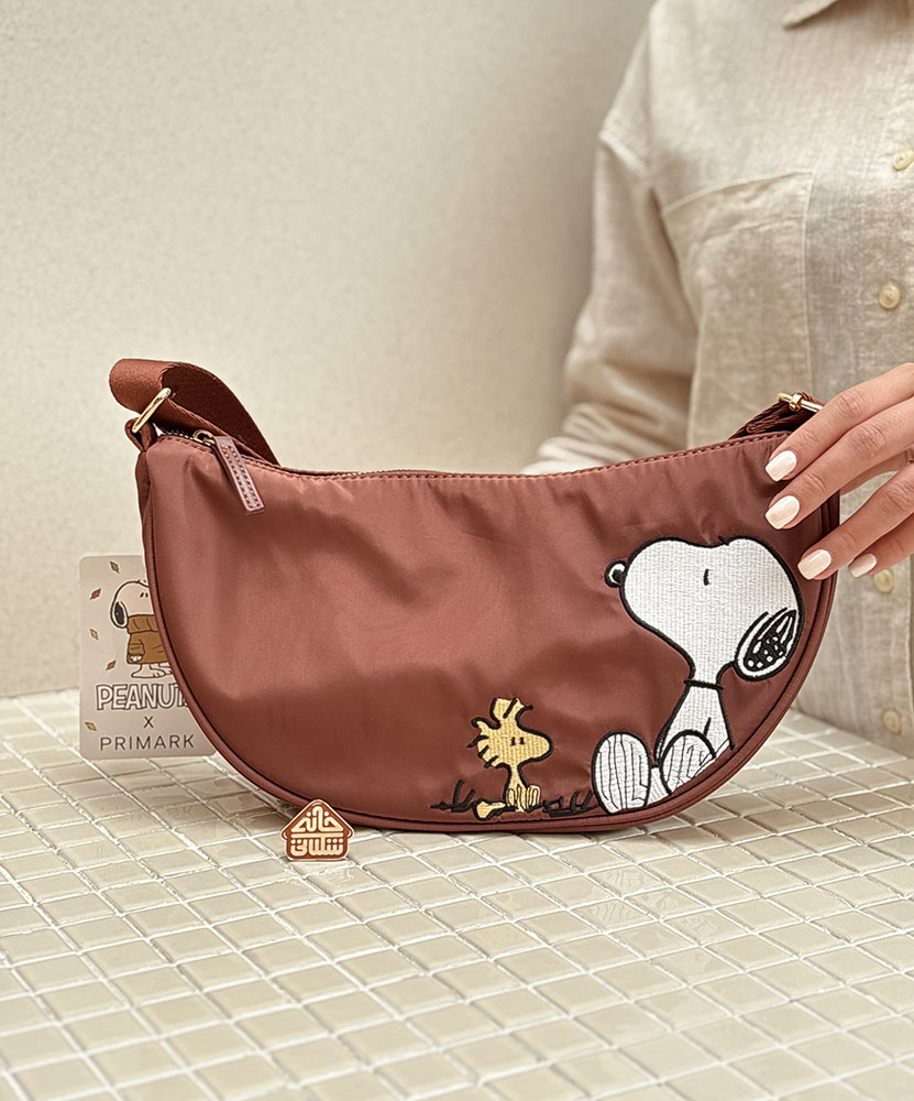 خرید بادی بگ قهوه ای طرح اسنوپی گلدوزی برند PEANUTS X PRIMARK