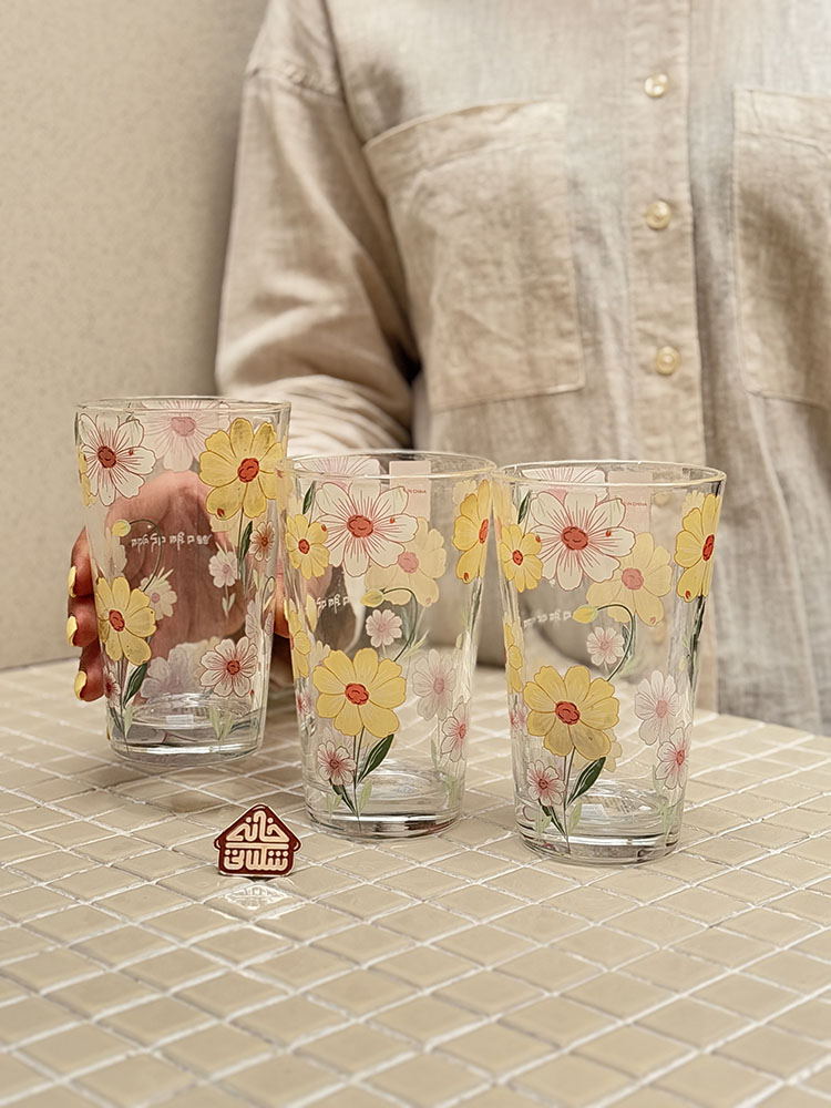 خرید ست 6 عددی لیوان طرح گل برند DELI GLASS