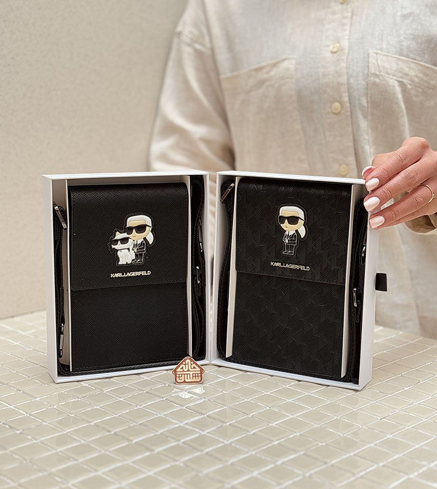 خرید کراس بادی موبایل و پاسپورت کارل لاگرفلد سافیانو Karl Lagerfeld Saffiano Monogram