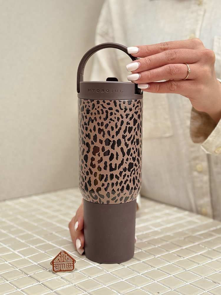 خرید تامبلر نی دار اورجینال پلنگی برند HYDRO JUG