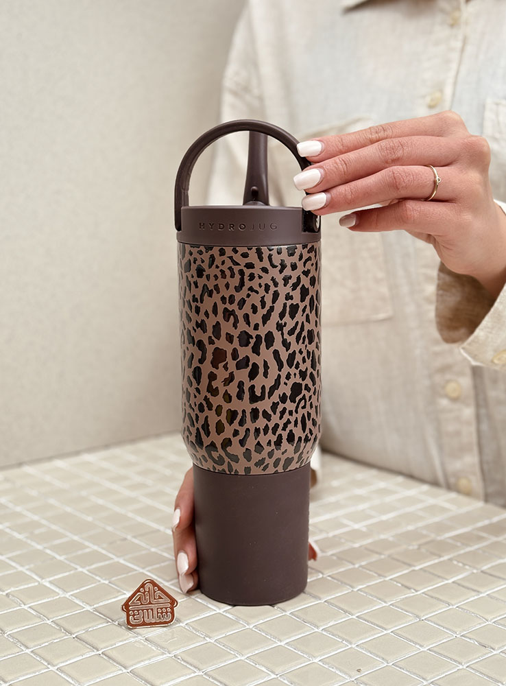 خرید تامبلر نی دار اورجینال پلنگی برند HYDRO JUG
