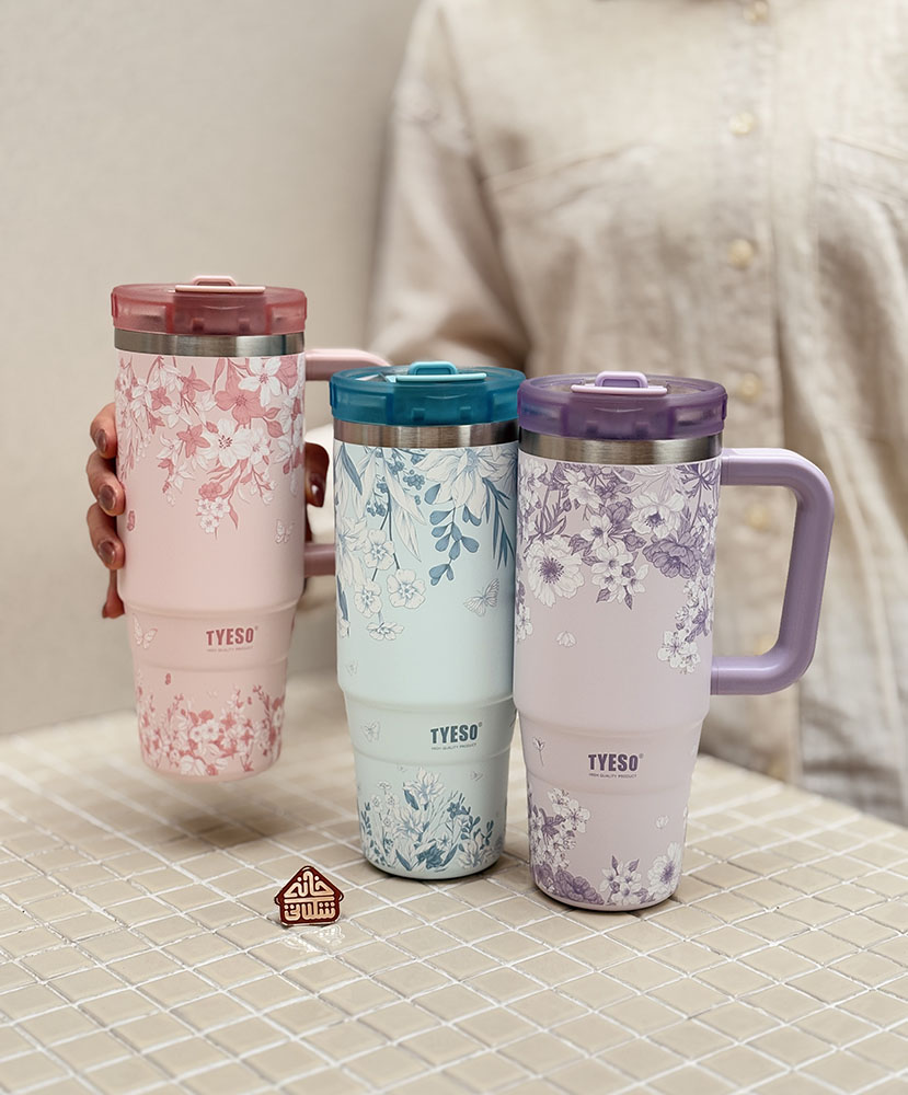 خرید تراول ماگ تامبلر 900 میل AURA TUMBLER کالکشن گلدار تایسو 802_TS_8866